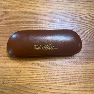 Brooks Brothers Eyeglasses Case Hard Shell Slim Brown Protective Carrier Case